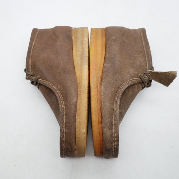 Clarks Original Wallabees Ankle Men's 10.5 Brown Leather Square Toe Tuape Suede - Picture 8 of 10